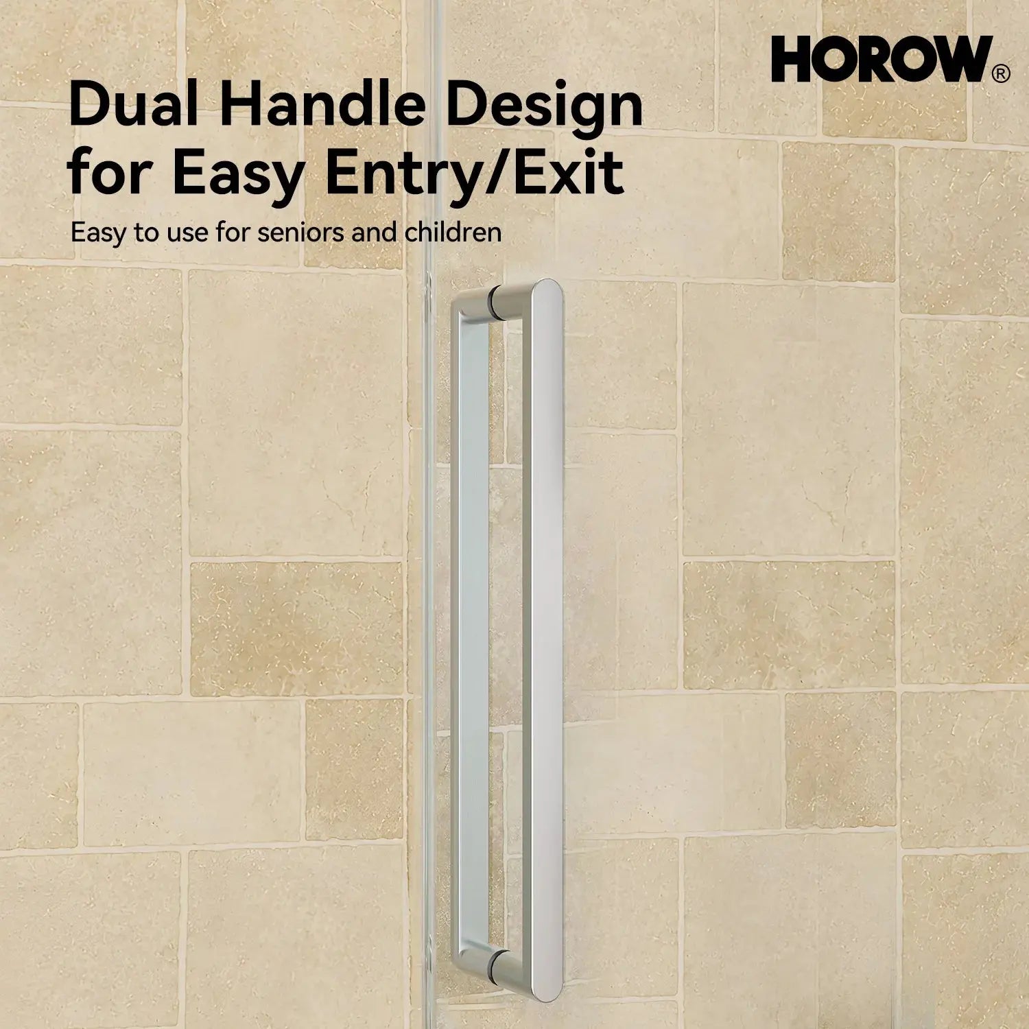 HOROW TE6076-SE-BN Brushed Nickel Frameless Corner Sliding Shower Enclosure Set
