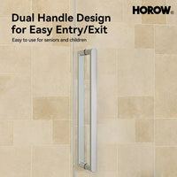 HOROW TE6076-SE-BN Brushed Nickel Frameless Corner Sliding Shower Enclosure Set