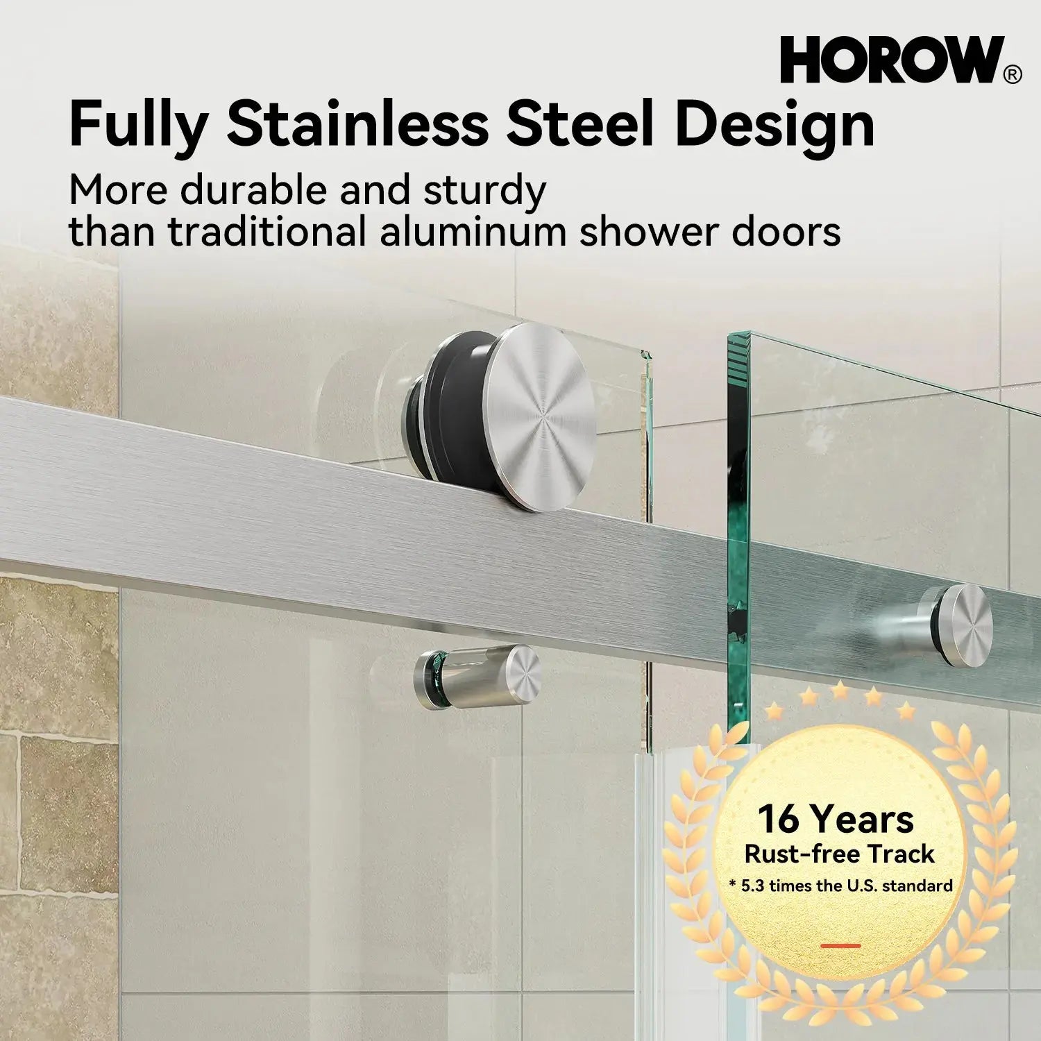 HOROW TE6076-SE-BN Brushed Nickel Frameless Corner Sliding Shower Enclosure Set