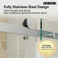 HOROW TE6076-SE-BN Brushed Nickel Frameless Corner Sliding Shower Enclosure Set