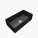 HOROW 36 Inch Sink Black Kitchen Farm Sink With Basket Strainer Model HR-S3618B