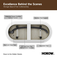 HOROW 59 Inch Deep soaking Tub Acrylic Freestanding Tub Model TU59-N-A