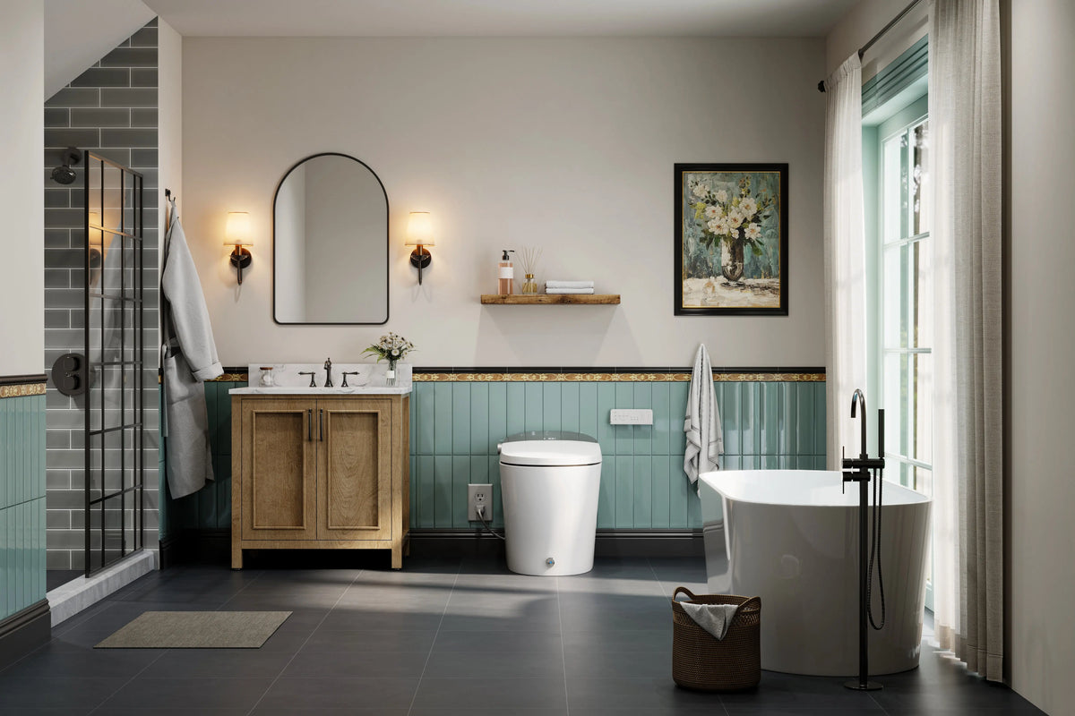 HOROW T03-AOCElongated Smart Bidet Toilet 1.1 GPF in White with Auto Open/Close, Tank, Heated Seat, Auto Flush, UV Purification