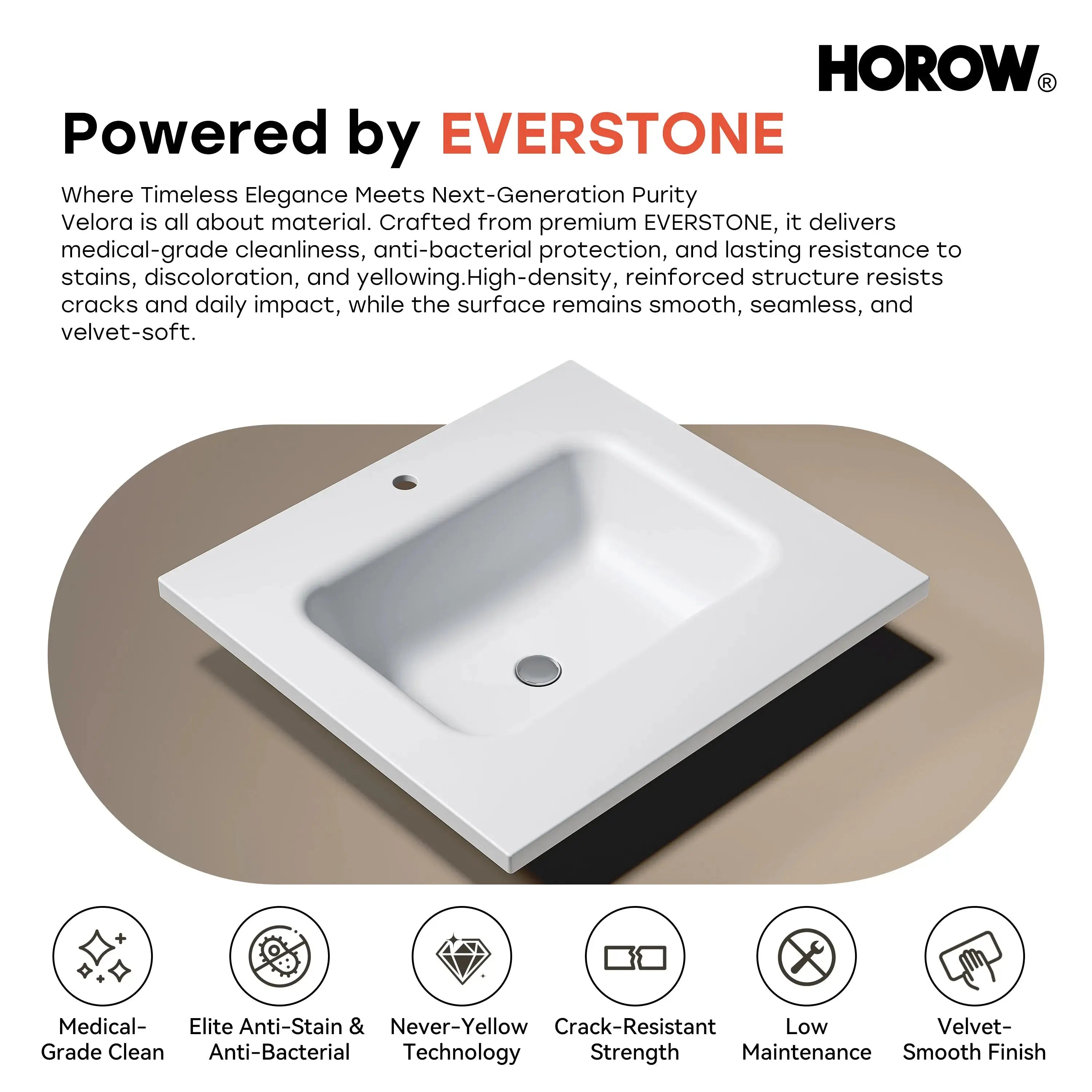 HOROW HR-VNA24 24" Bathroom Vanity Set with Everstone Vanity Top