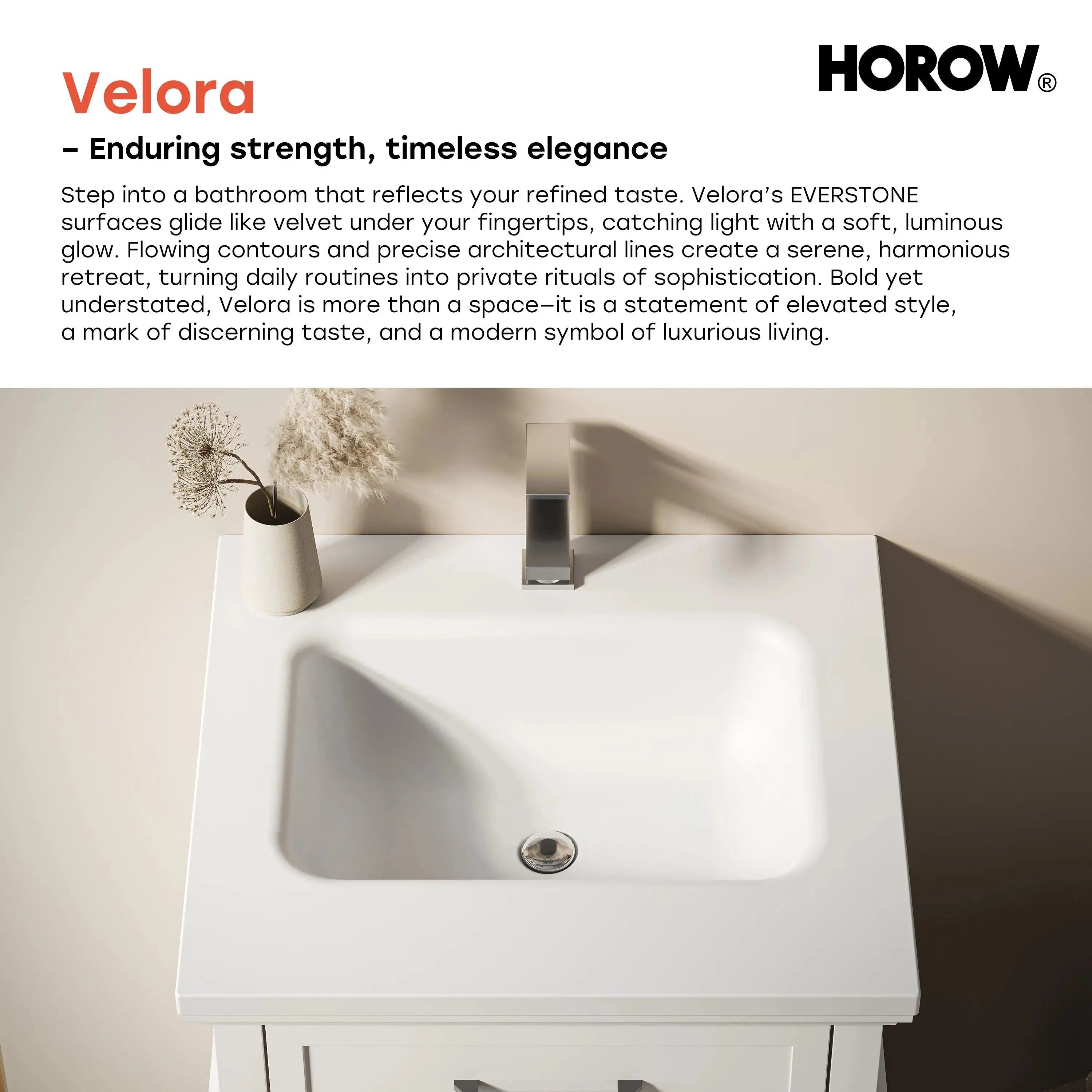HOROW HR-VNA24 24" Bathroom Vanity Set with Everstone Vanity Top