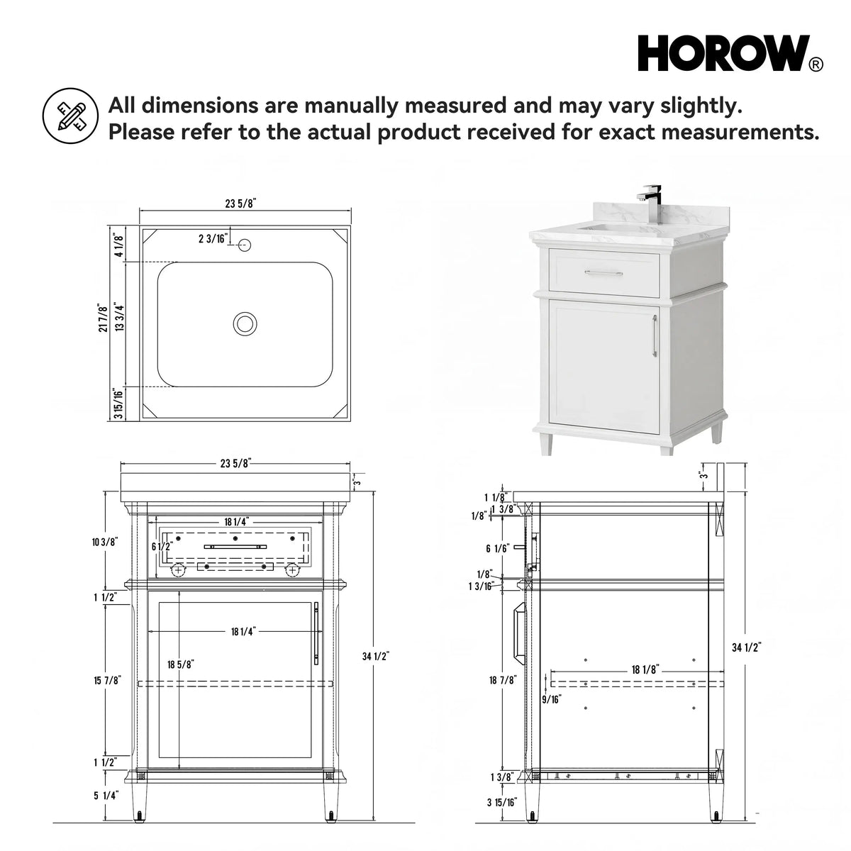 HOROW HR-VNB24 Bathroom Vanity Set with Soft Close Storage System