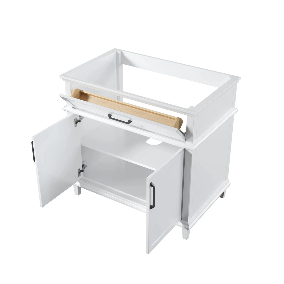 HOROW 36" White Bathroom Vanity Cabinet with Tilt-down Drawer and Spacious Double-door Cabinet Model HR-VNA36-1
