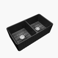 HOROW 33 Inch Farm Kitchen Sink Double Basin Fireclay Model HR-DS3318B