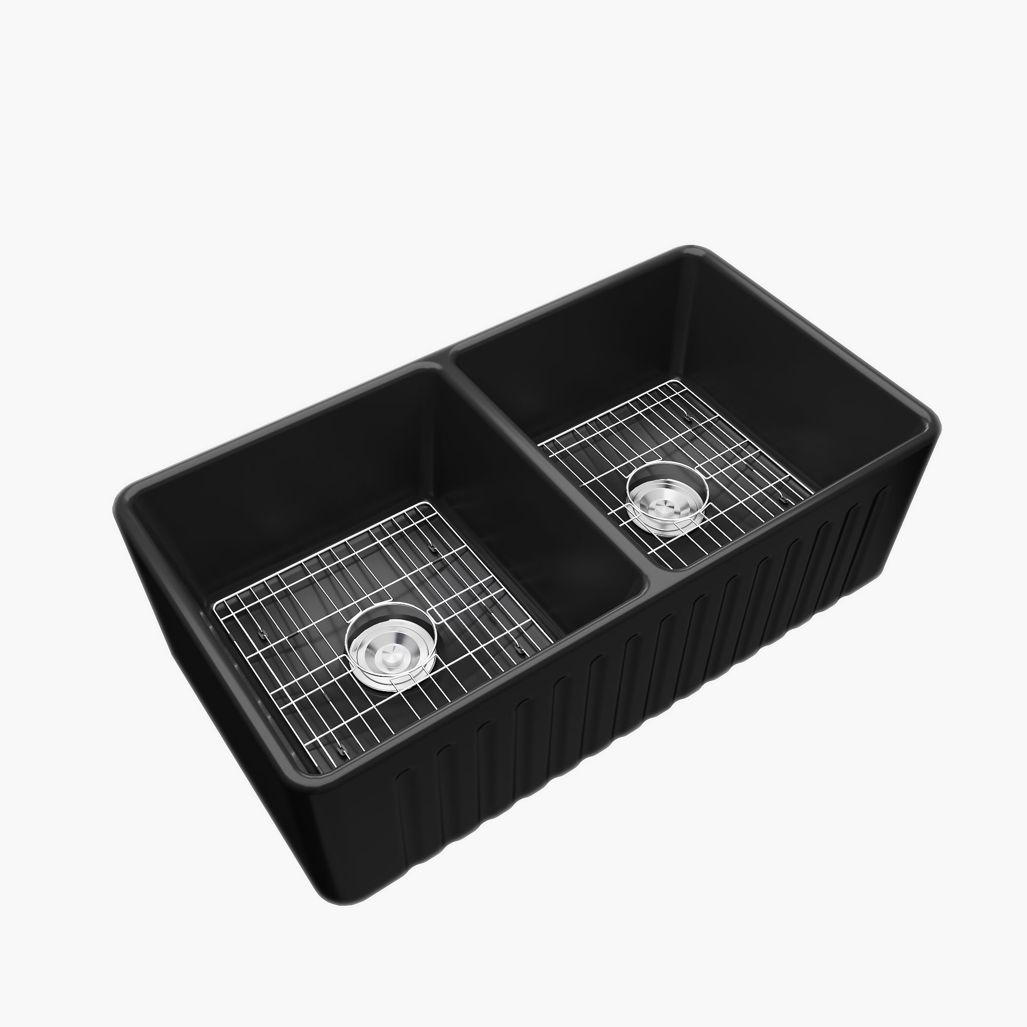 HOROW 33 Inch Farm Kitchen Sink Double Basin Fireclay Model HR-DS3318B