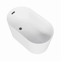 HOROW TU47-MBN-A 47" Freestanding Acrylic Bathtub with Side Drain & Deep Soaking Design