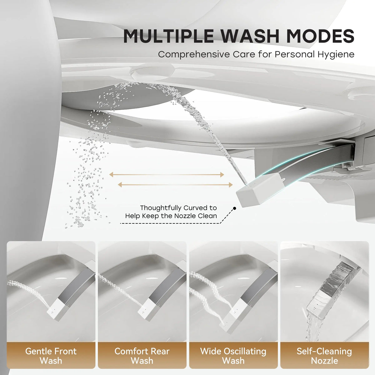 HORWOW  T03Plus Elongated Smart Bidet Toilet 1.1 GPF in White with Tank, Auto Flush, Heated Seat, Warm Air Dryer, Pump Assisted