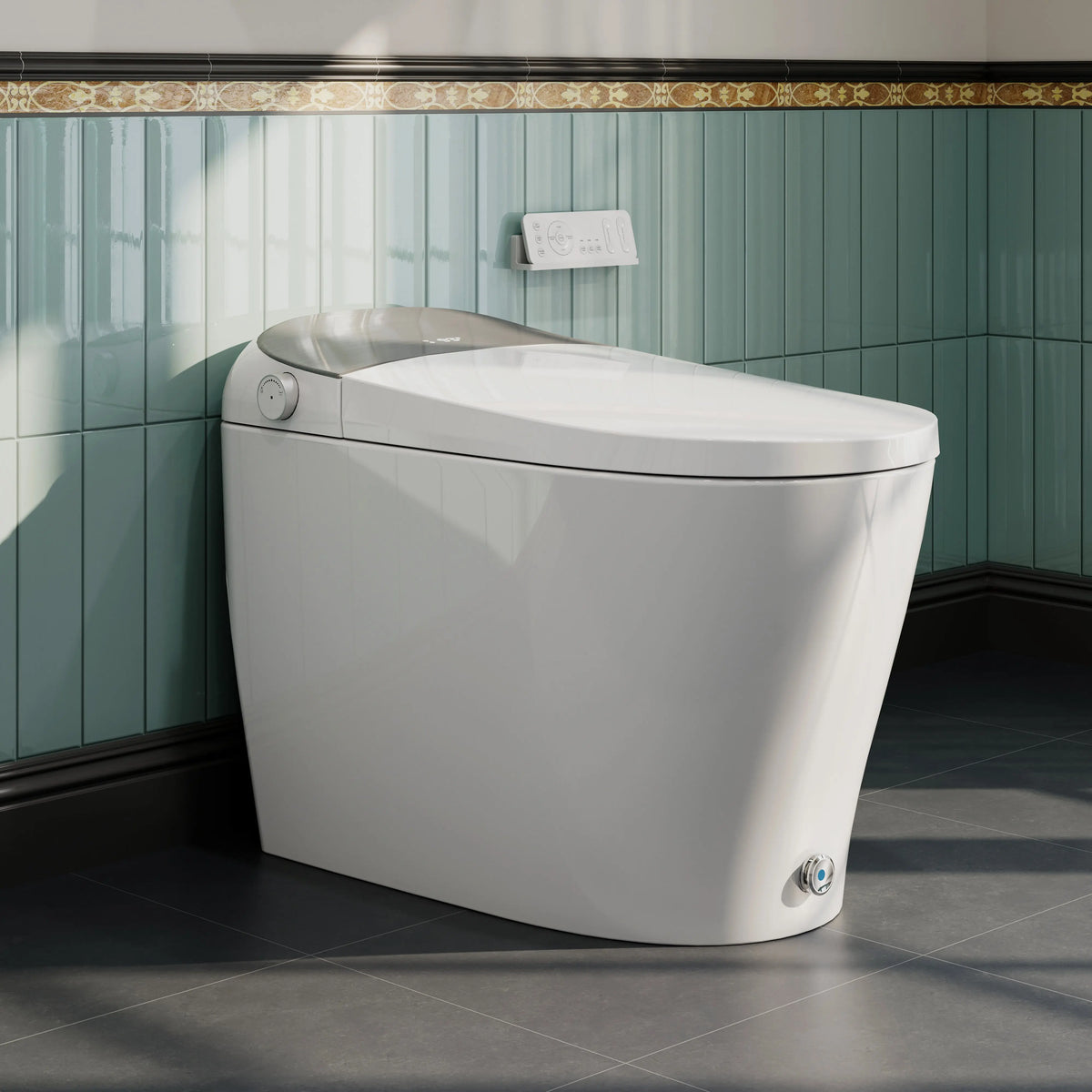 HOROW T03-AOCElongated Smart Bidet Toilet 1.1 GPF in White with Auto Open/Close, Tank, Heated Seat, Auto Flush, UV Purification