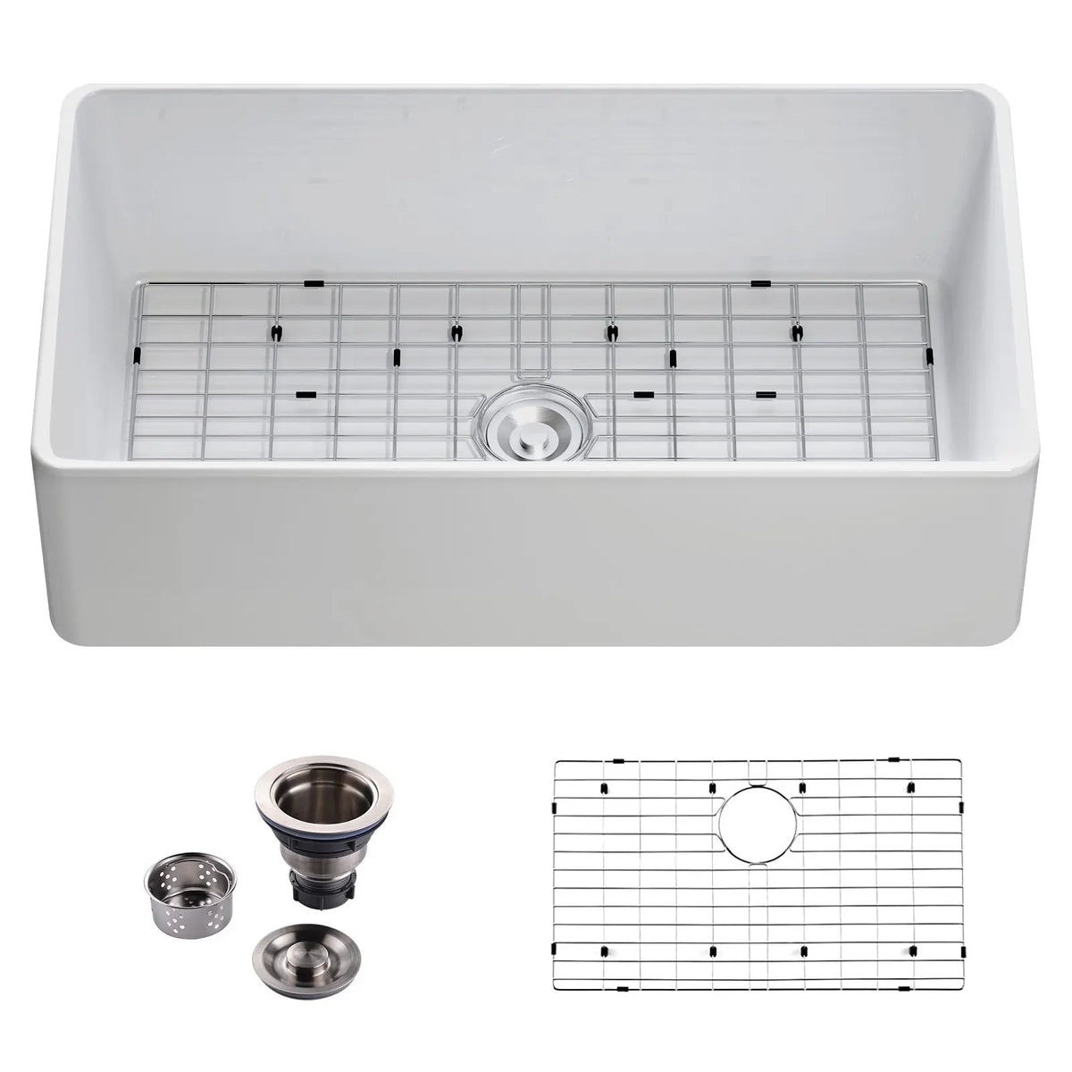 HOROW 36 Farmhouse Apron Sink Undermount Fireclay Kitchen Sink Model HR-S3618W HOROW