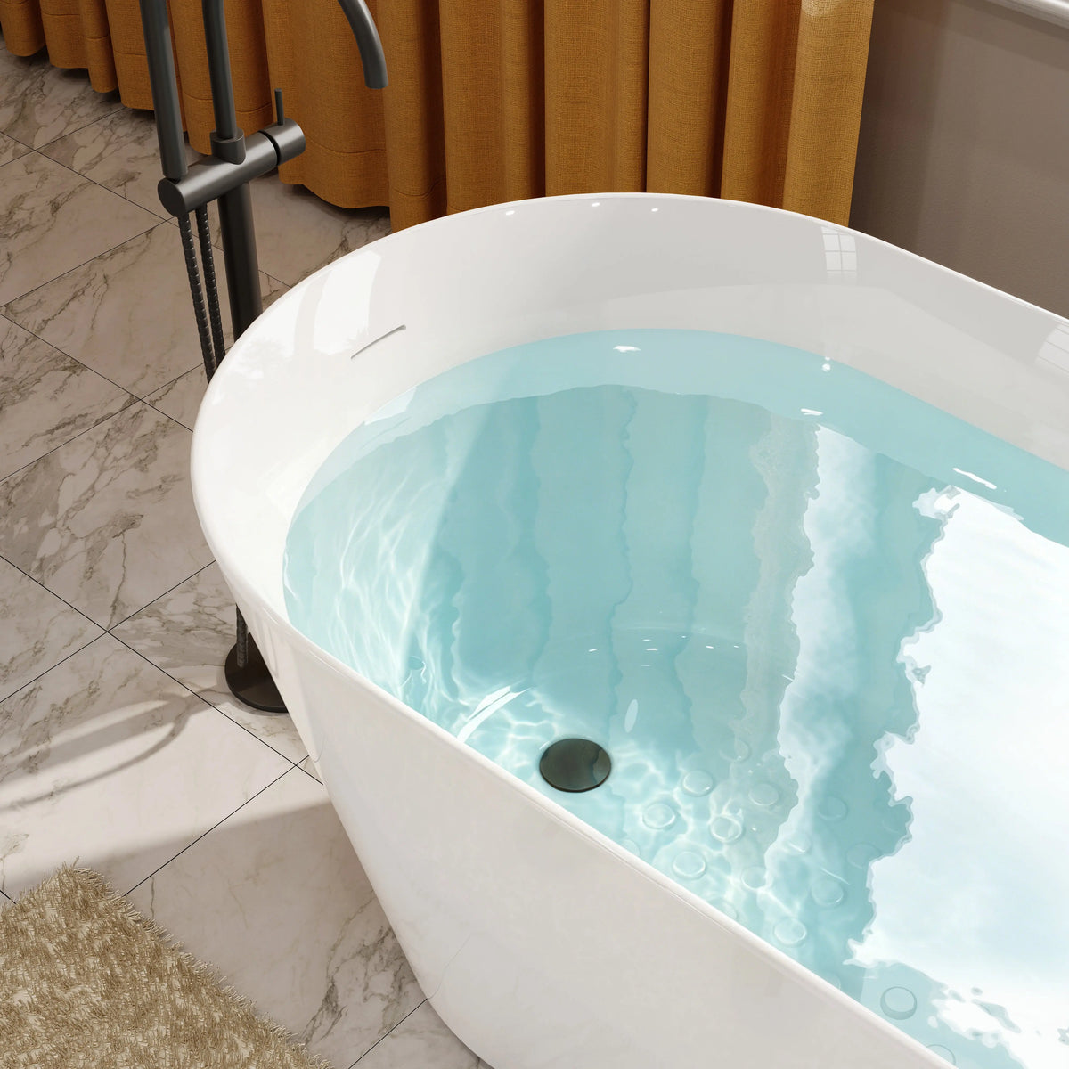 HOROW 59 Inch Deep soaking Tub Acrylic Freestanding Tub Model TU59-N-A