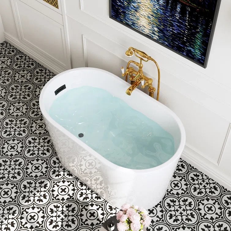 HOROW Freestanding Acrylic Bathtub 47 inch Soaking Tub Model TU47-MB-NS