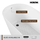 HOROW 59 Inch Deep soaking Tub Acrylic Freestanding Tub Model TU59-N-A