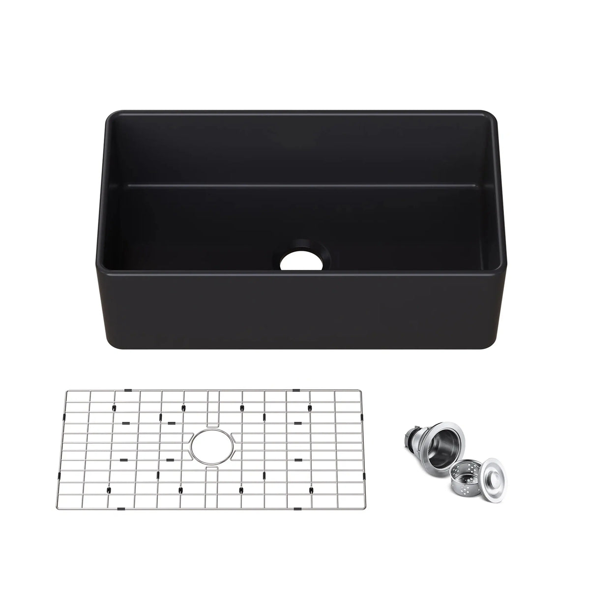 HOROW 33 Inch Sink With Grid and Basket Strainer For Farm Kitchen Model HR-S3318B HOROW