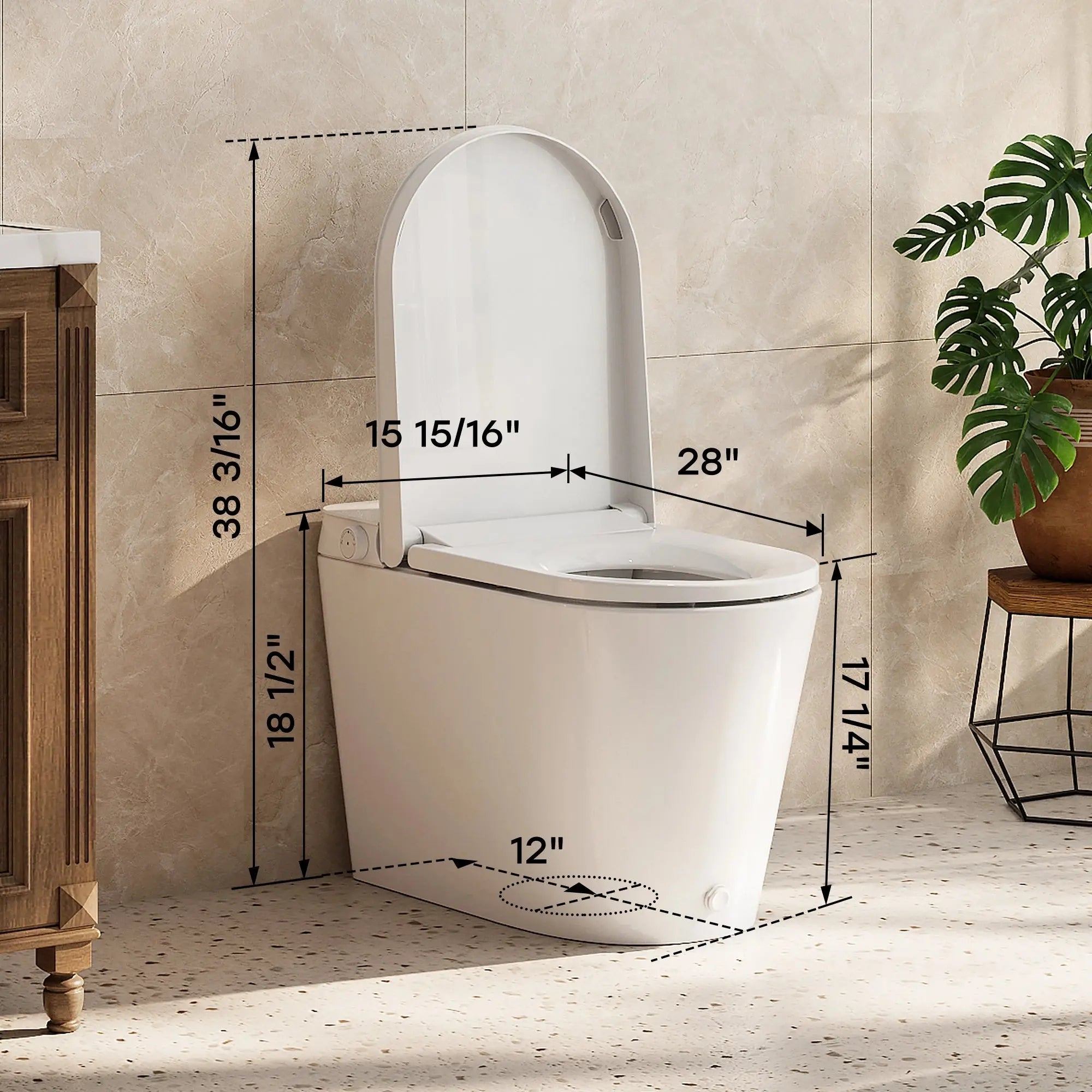HOROW N30 Non-Electric Bidet Toilet with Comfort Chair Height