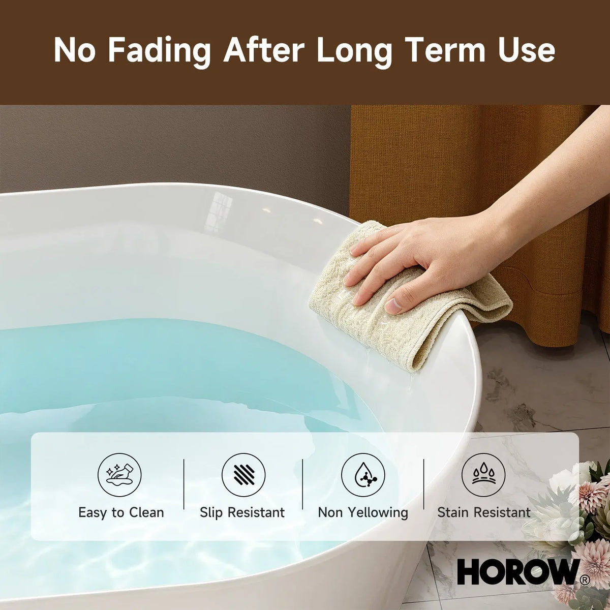 HOROW 59 Inch Deep soaking Tub Acrylic Freestanding Tub Model TU59-N-A