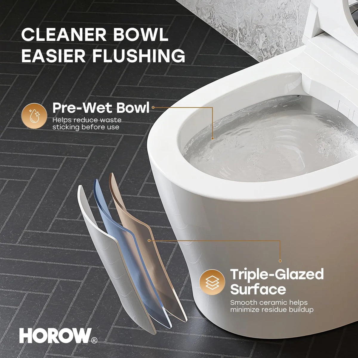 HORWOW  T03Plus Elongated Smart Bidet Toilet 1.1 GPF in White with Tank, Auto Flush, Heated Seat, Warm Air Dryer, Pump Assisted