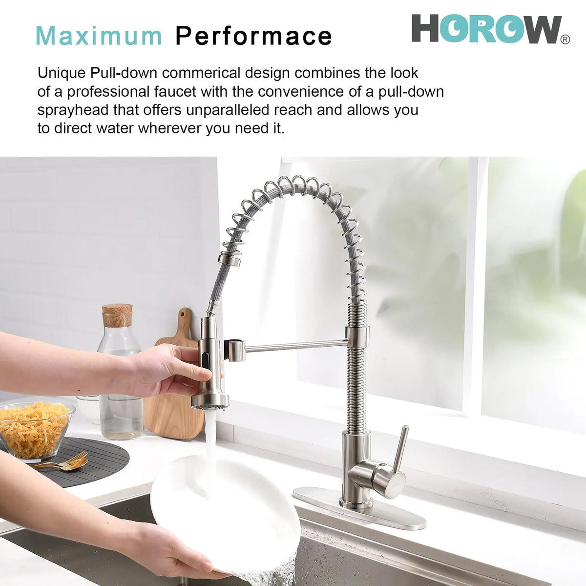 HOROW Best Kitchen Faucet With Pull Down Sprayer Model HR-KF0229B HOROW