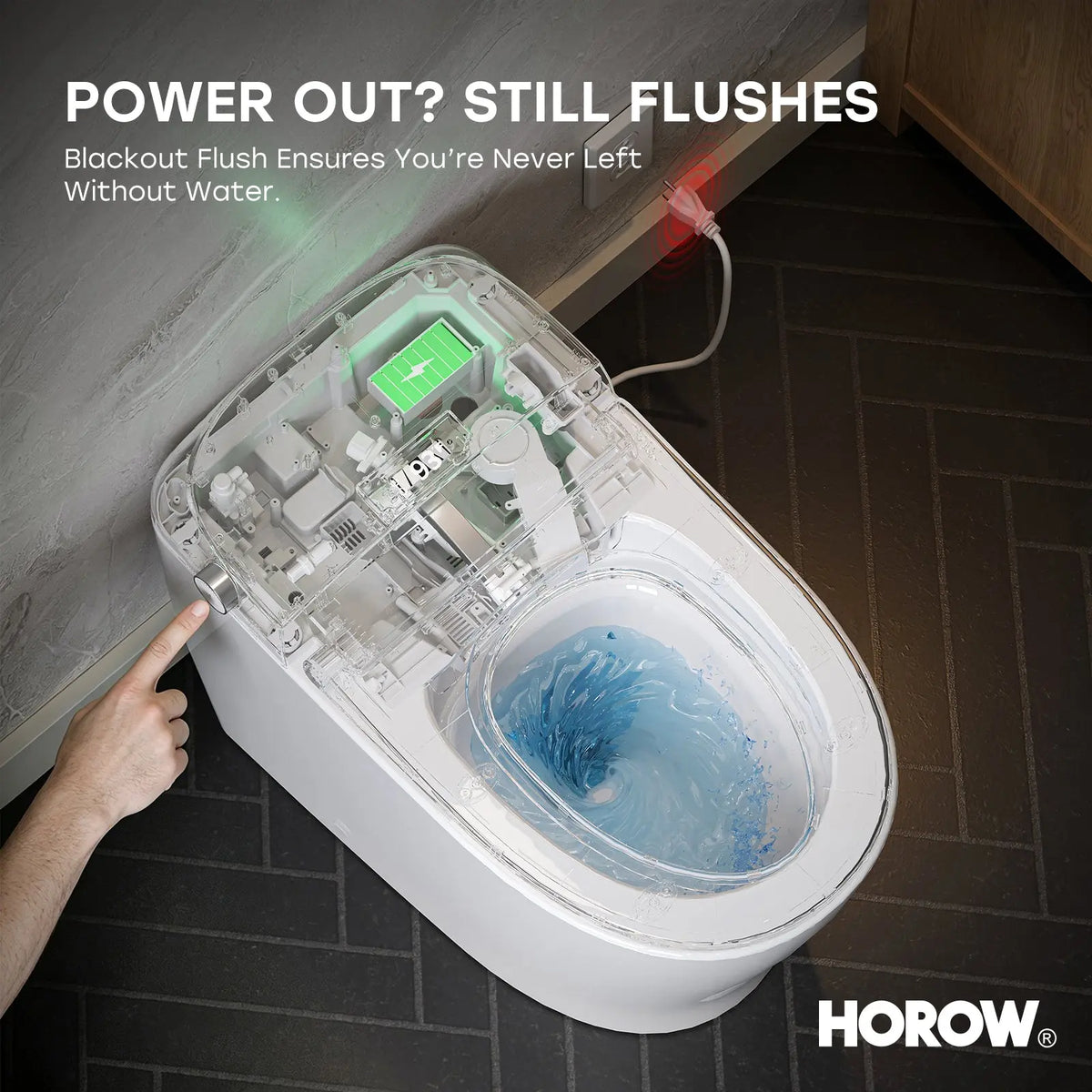 HORWOW  T03Plus Elongated Smart Bidet Toilet 1.1 GPF in White with Tank, Auto Flush, Heated Seat, Warm Air Dryer, Pump Assisted