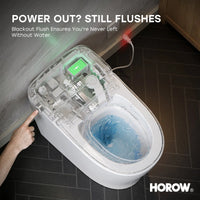 HORWOW  T03Plus Elongated Smart Bidet Toilet 1.1 GPF in White with Tank, Auto Flush, Heated Seat, Warm Air Dryer, Pump Assisted