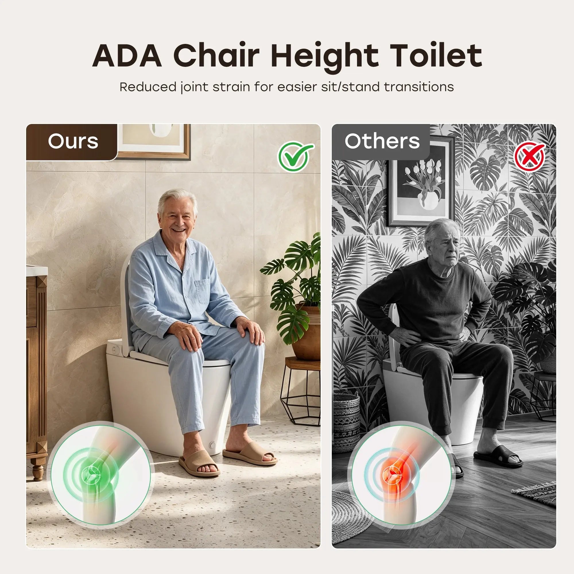 HOROW N30 Non-Electric Bidet Toilet with Comfort Chair Height