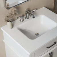 HOROW HR-VNA30D Integrated Everstone Single Sink Vanity Top - 30" Solid Surface Basin, Seamless Hygienic Design