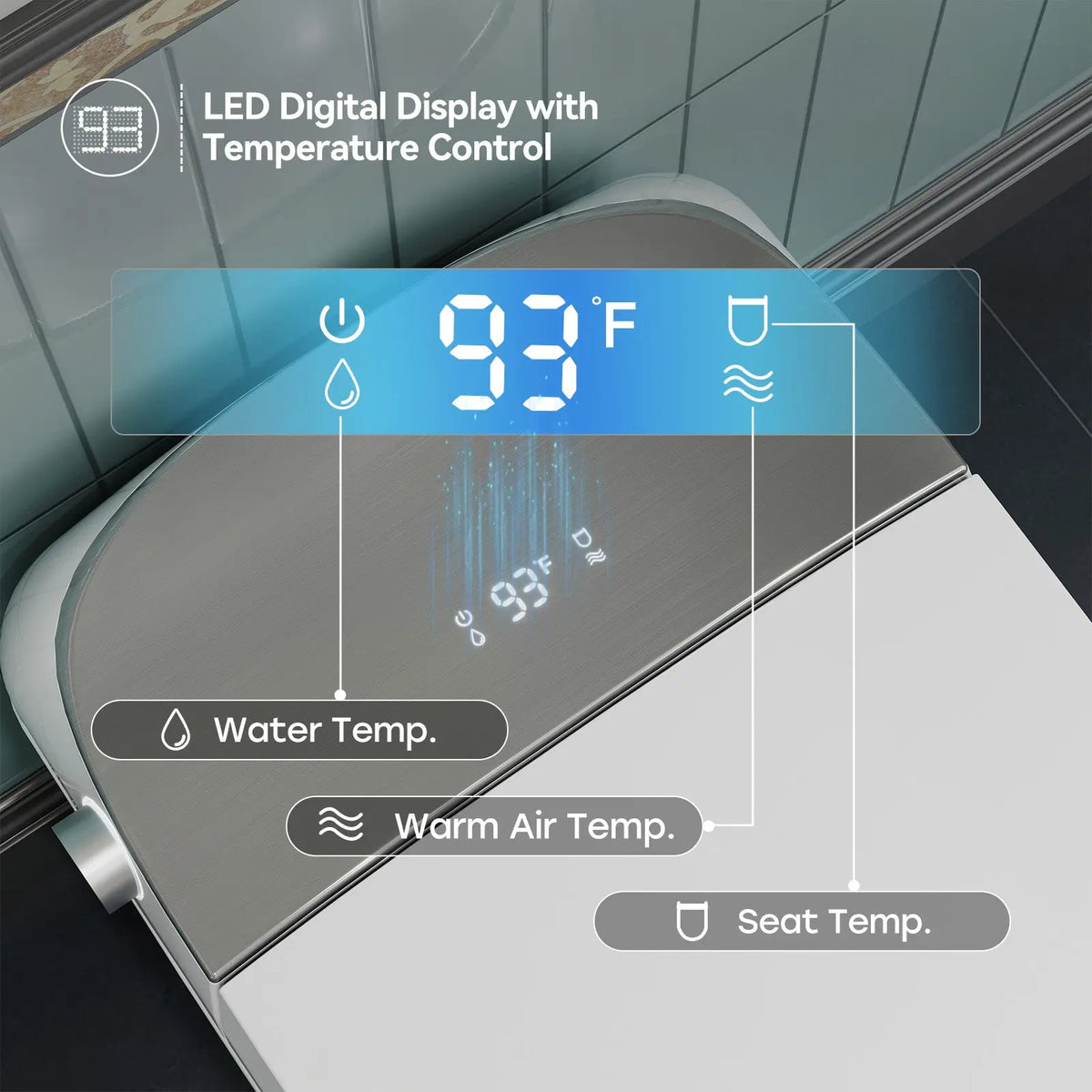 HOROW T03-AOCElongated Smart Bidet Toilet 1.1 GPF in White with Auto Open/Close, Tank, Heated Seat, Auto Flush, UV Purification