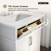 HOROW HR-VNB30  30" Bathroom Vanity Set with Tilt-Down Drawer & Marble Top