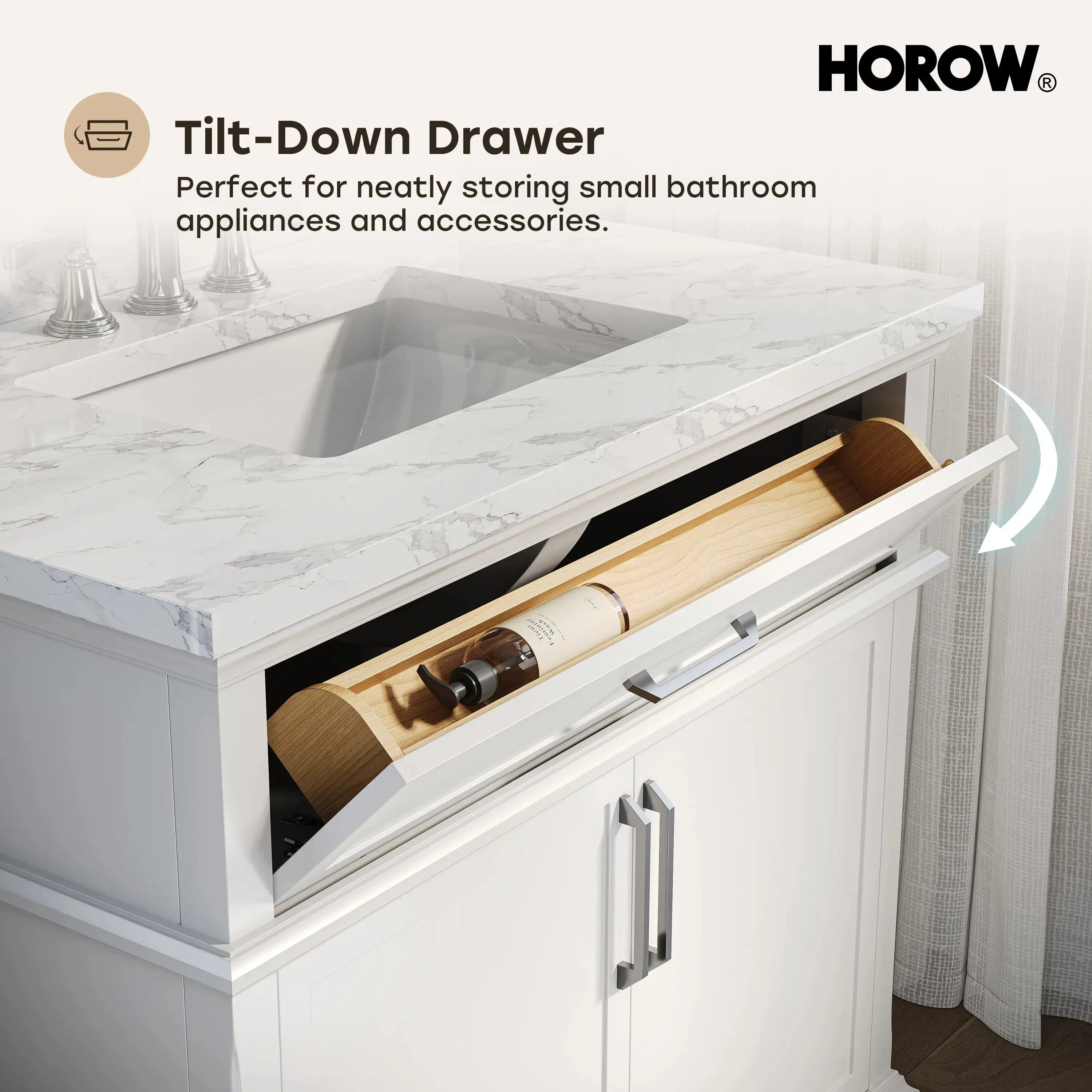 HOROW HR-VNB36 36" Bathroom Vanity Set with Cultured Marble Countertop