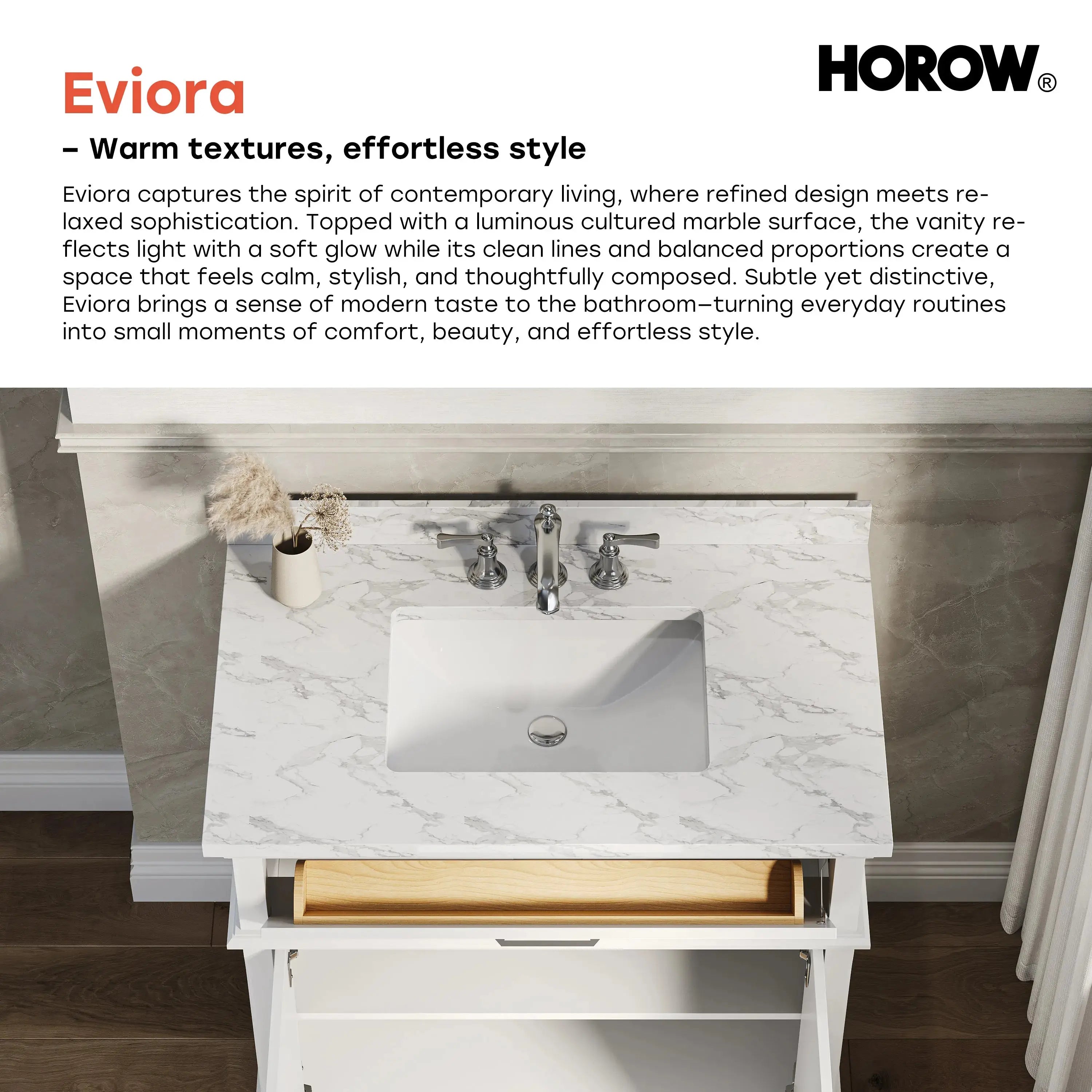 HOROW HR-VNB36 36" Bathroom Vanity Set with Cultured Marble Countertop