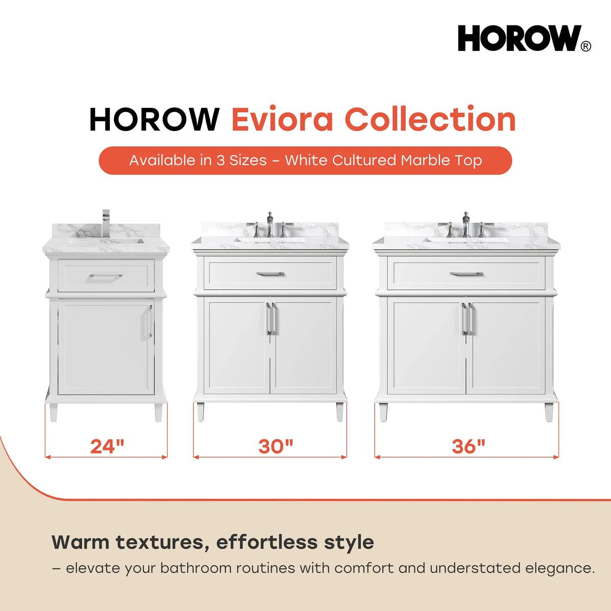 HOROW HR-VNB24 Bathroom Vanity Set with Soft Close Storage System