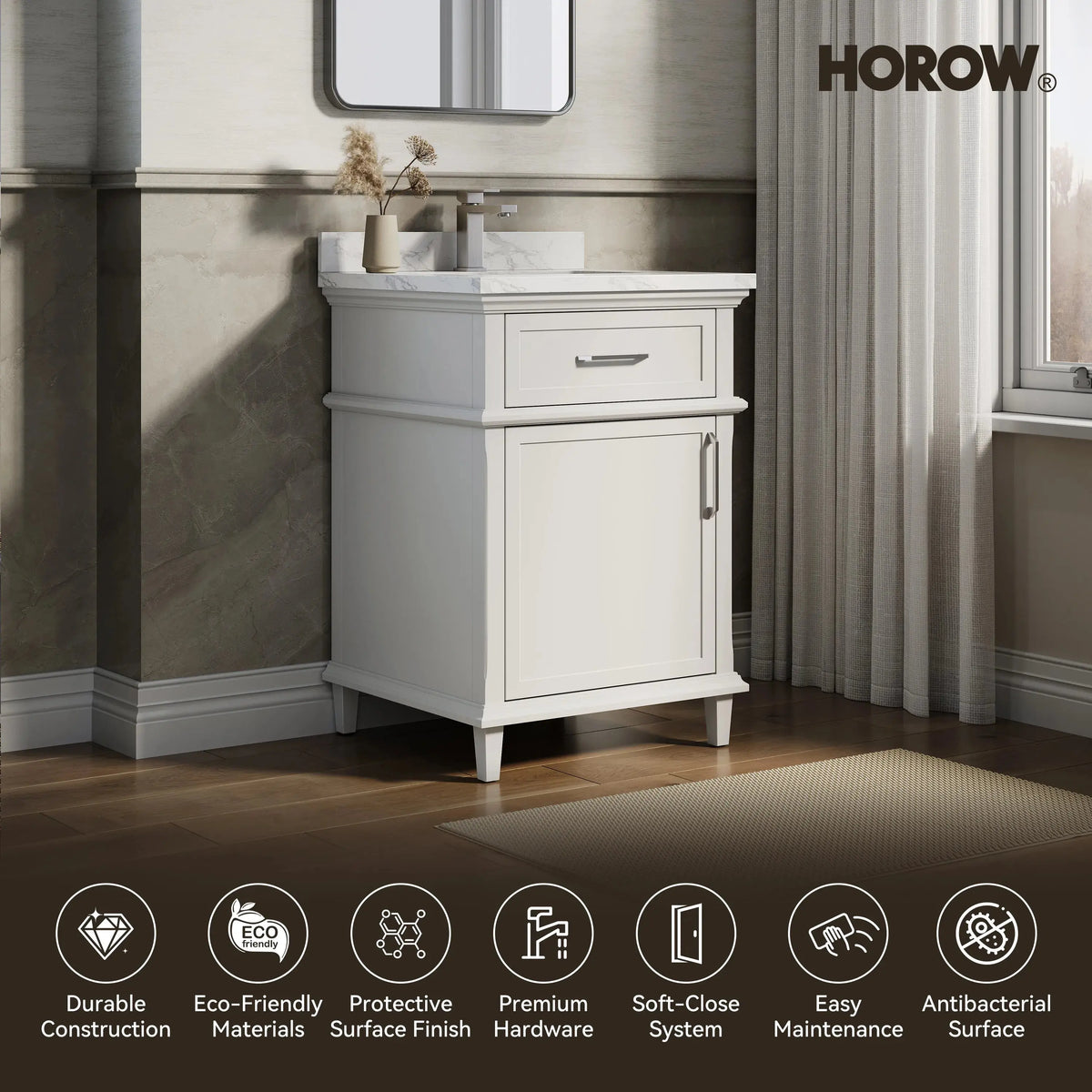 HOROW HR-VNB24 Bathroom Vanity Set with Soft Close Storage System