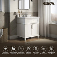 HOROW HR-VNB30  30" Bathroom Vanity Set with Tilt-Down Drawer & Marble Top