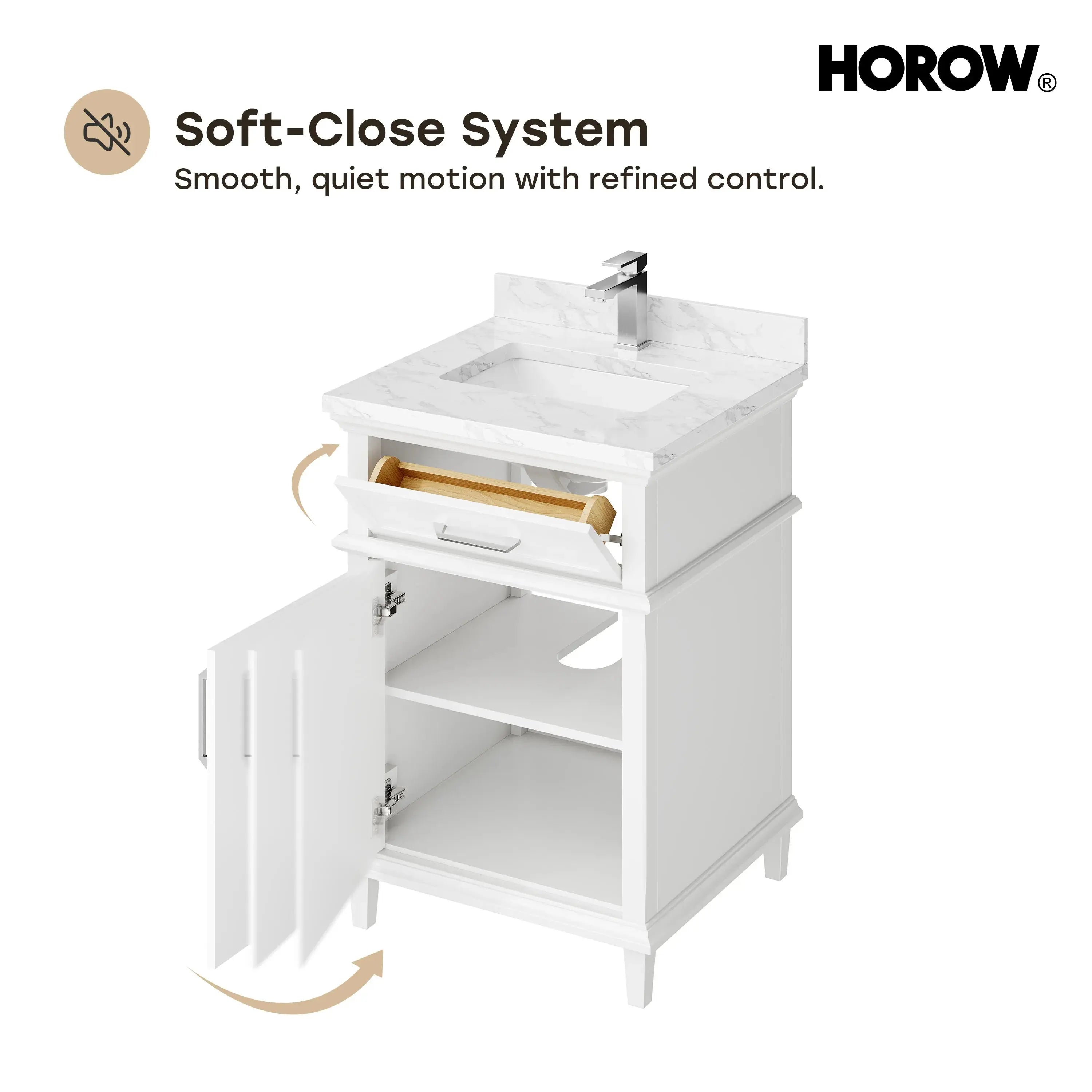 HOROW HR-VNB24 Bathroom Vanity Set with Soft Close Storage System