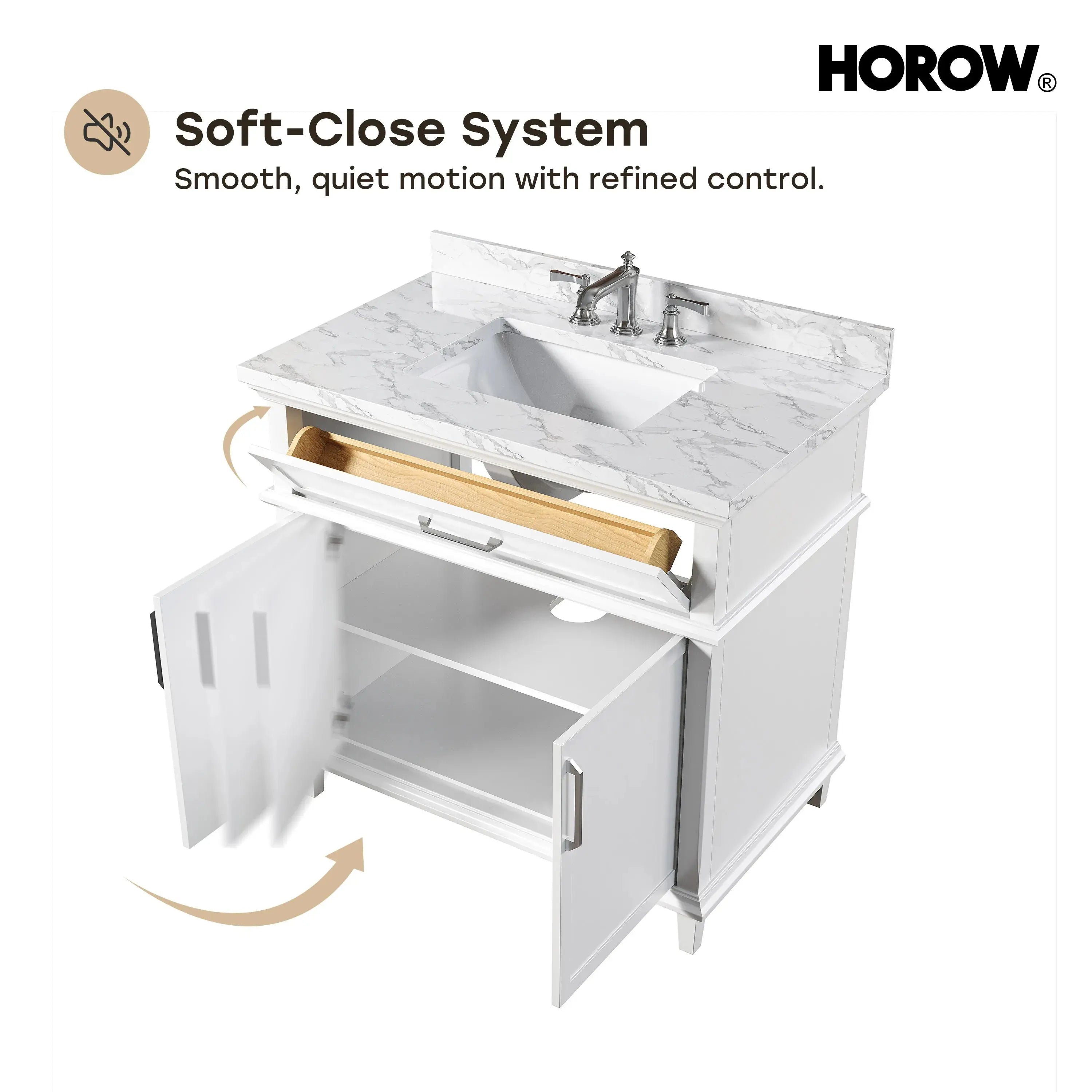HOROW HR-VNB36 36" Bathroom Vanity Set with Cultured Marble Countertop