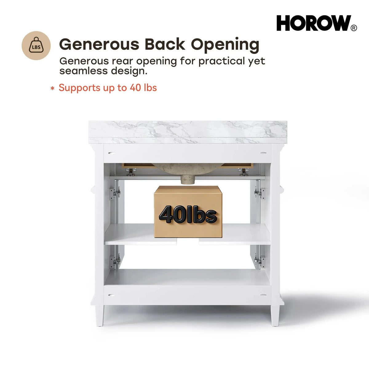 HOROW HR-VNB36 36" Bathroom Vanity Set with Cultured Marble Countertop