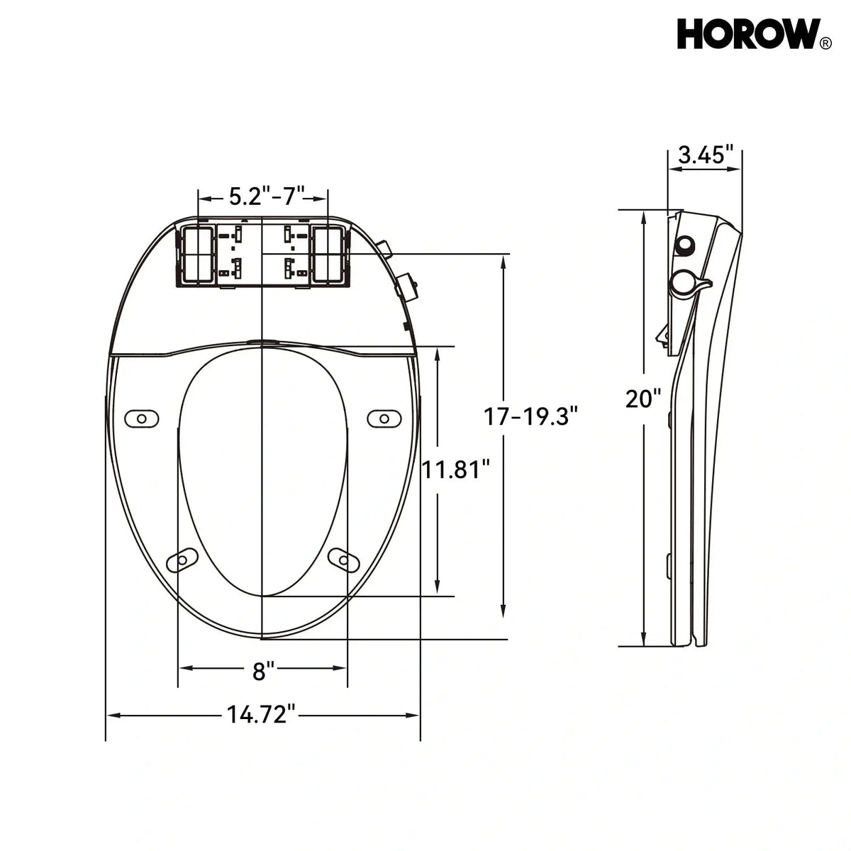 HOROW Bidet Toilet Seat With Dryer Heated Toilet Seat bidet Model B0401 HOROW