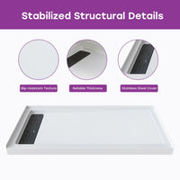 60 inch Shower Pan with Left Drain and 3-Sided Flange Model BS6032-MB-L