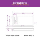 60 inch Shower Pan with Left Drain and 3-Sided Flange Model BS6032-MB-L