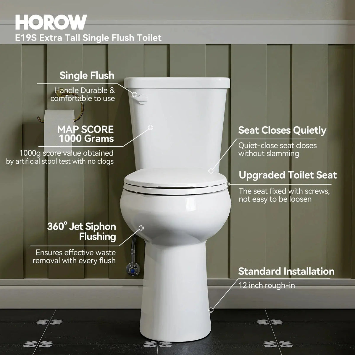 2 Piece Toilet with Elongated Bowl and Single Flush Model HWTT - E02S HOROW