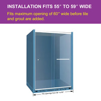 HOROW 59 Inch Glass Shower Door Double Sliding Bathtub Door Model BE5956-CH