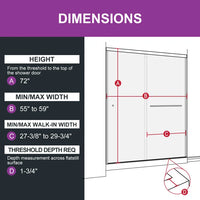 HOROW Bathroom Sliding Glass Door 59 Inch Brushed Nickel Frameless Shower Door Model BE5972-BN