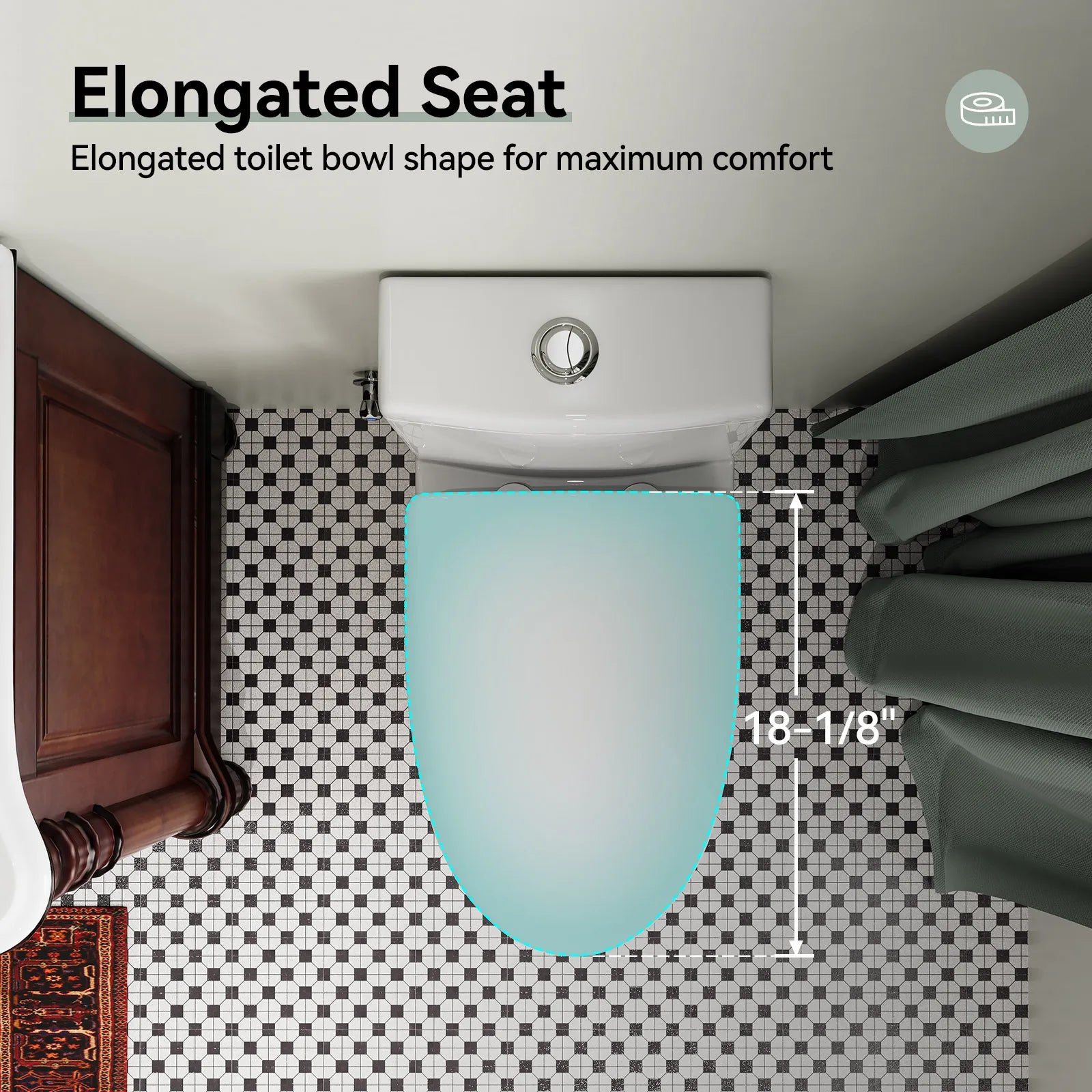 HOROW Dual Flush Toilet 12 Inch Rough In Toilet Model 76D
