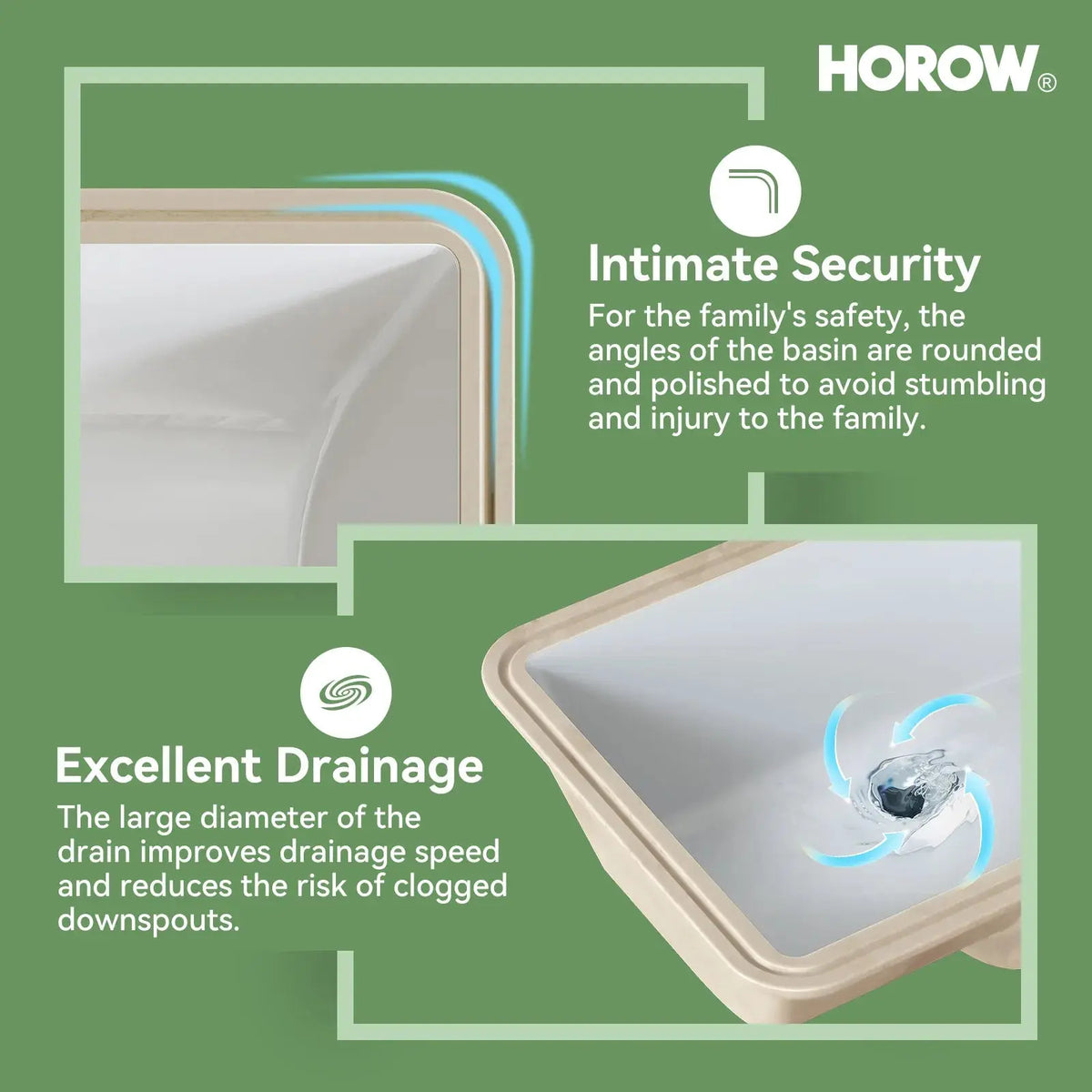 HOROW Rectangular Undermount Bathroom Sink 20 Inch Undermount Sink Model HWTP-S5138D HOROW