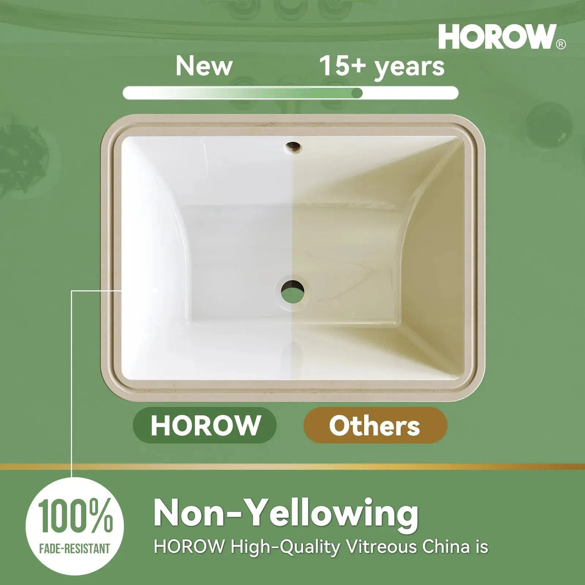 HOROW Rectangular Undermount Bathroom Sink 20 Inch Undermount Sink Model HWTP-S5138D HOROW