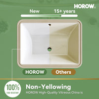 HOROW Rectangular Undermount Bathroom Sink 20 Inch Undermount Sink Model HWTP-S5138D