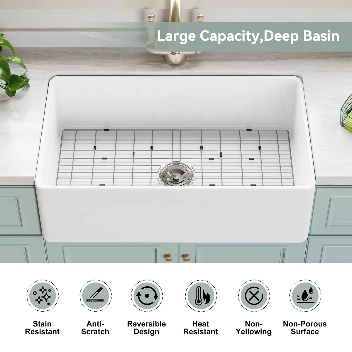 HOROW White Undermount Kitchen Sink 33 Inch Sink Model S3320W HOROW
